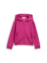 Geselecteerd, Cropped hoodie Sweatjack met print op de rug door Tom Tailor, rosa
