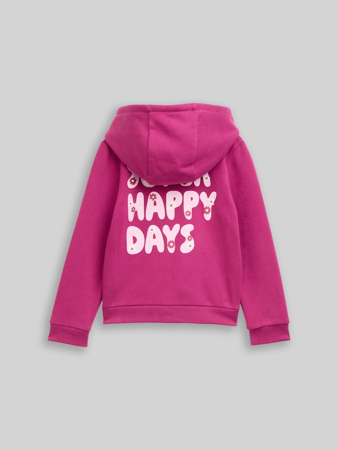 Cropped Hoodie Sweatjacke mit Rückenprint von Mini Girls, smooth magenta