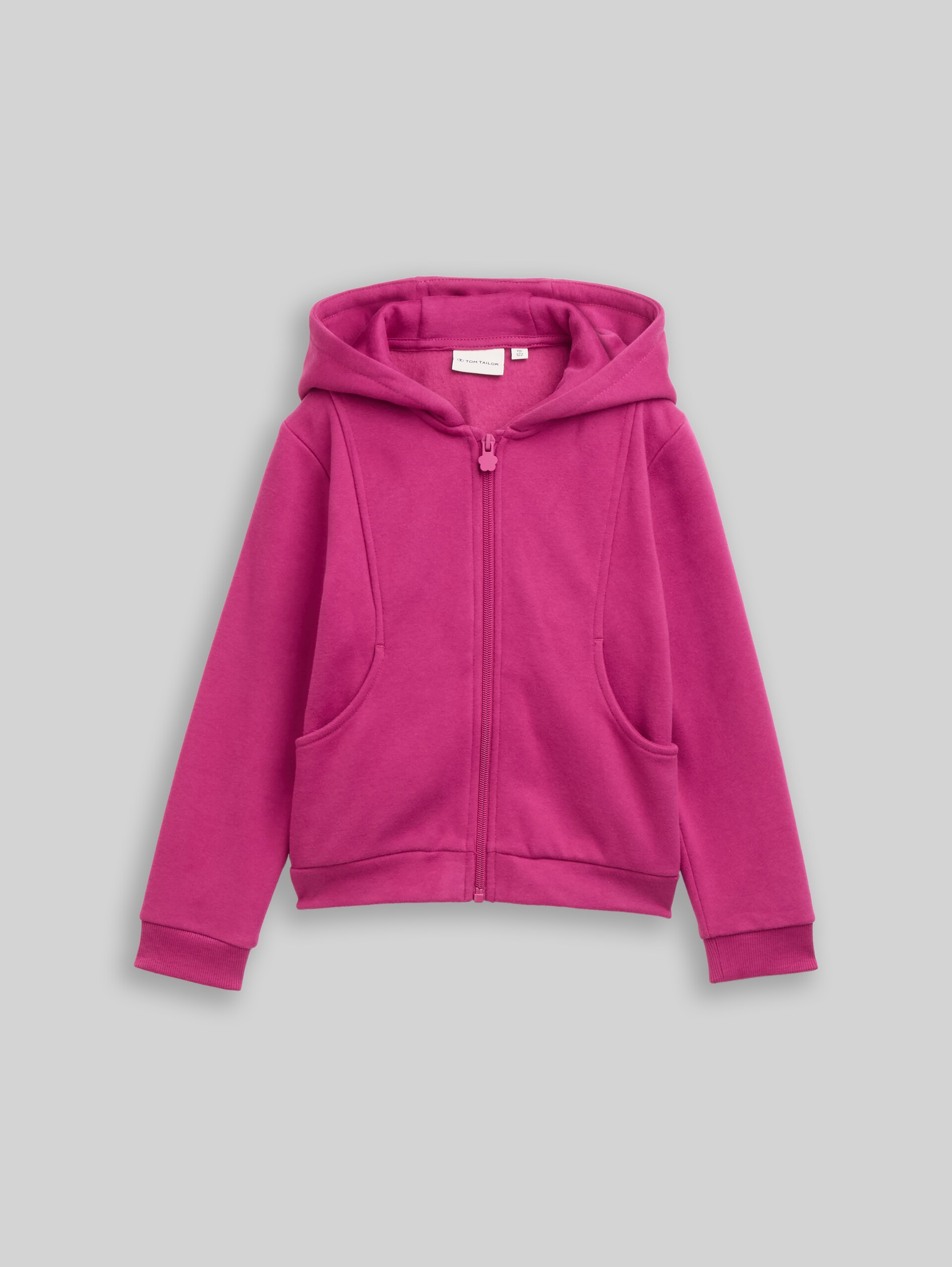 Cropped hoodie Sweat jacket with back print - smooth magenta - Front product view