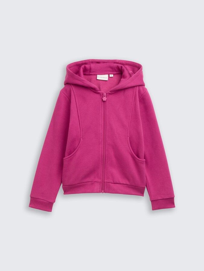 Cropped hoodie Sweatjack met print op de rug door Mini Girls, smooth magenta