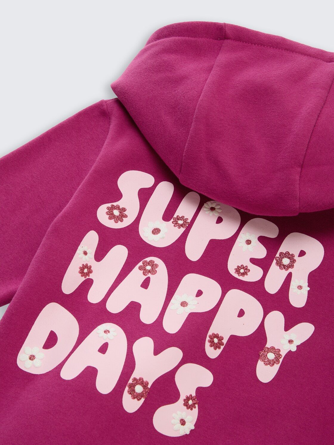 Cropped Hoodie Sweatjacke mit Rückenprint - smooth magenta - Detail-Model-Ansicht