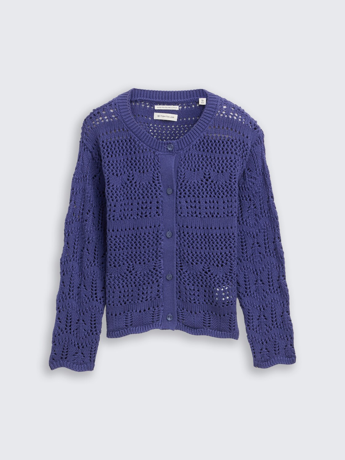 Cardigan with a lace pattern - dark blue harbor