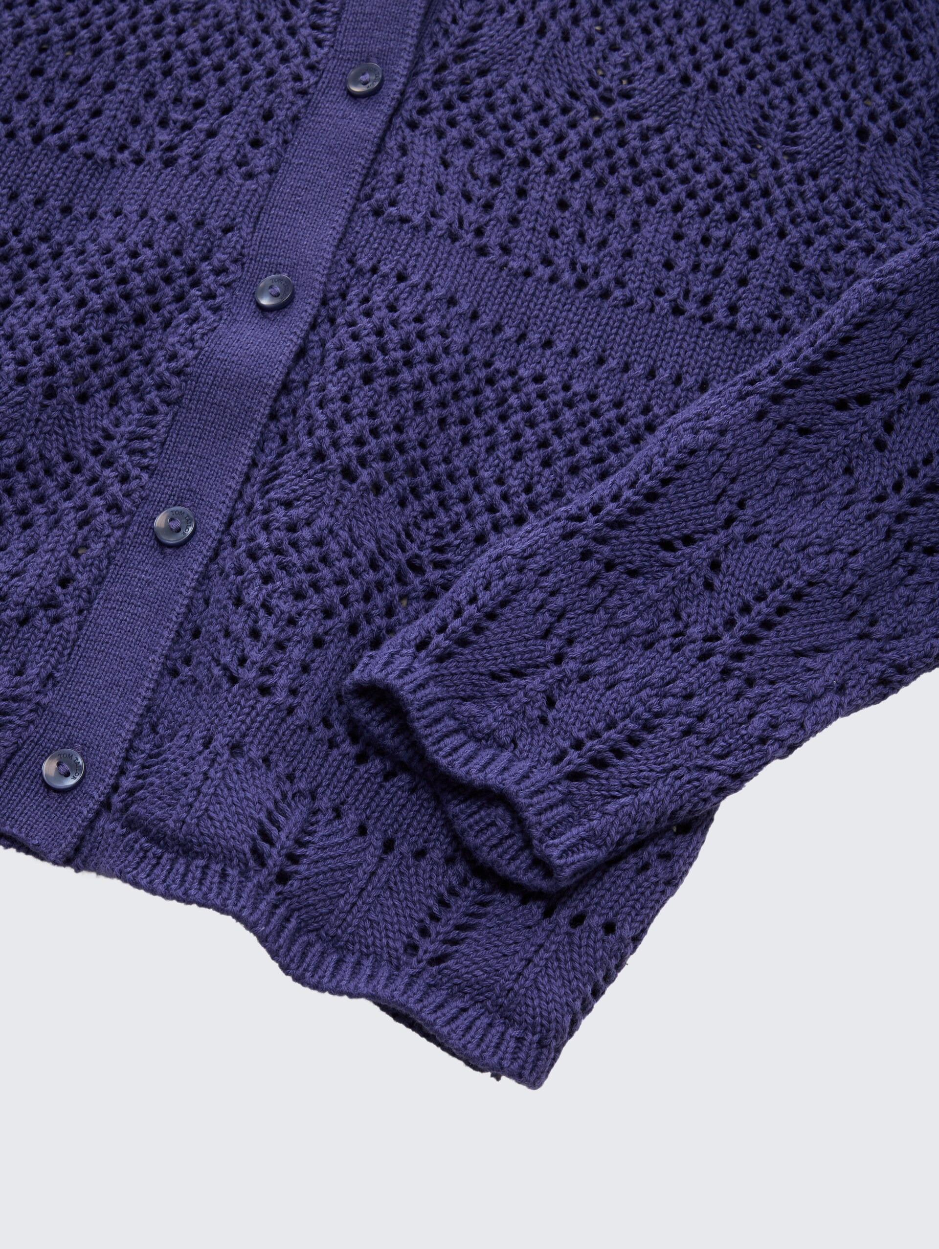 Cardigan mit Lochmuster - dark blue harbor - Detail-Model-Ansicht