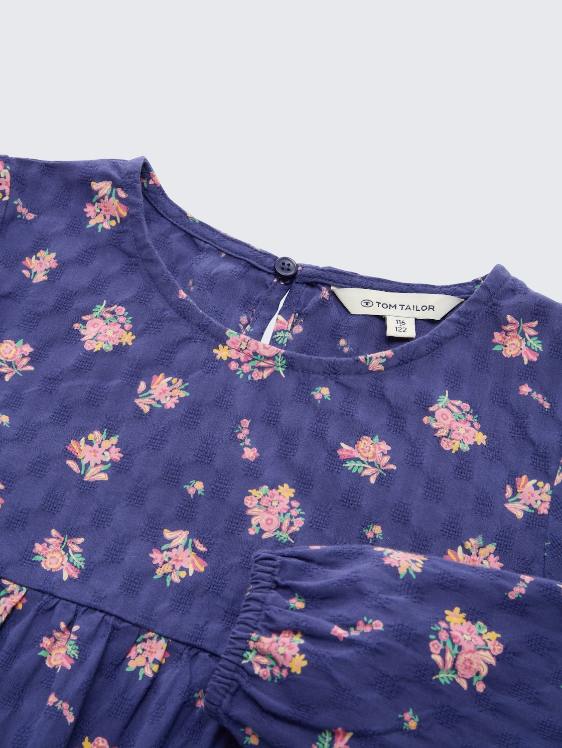 Mini-Kleid mit Blumenmuster - dark blue multi color flower - Detail-Model-Ansicht