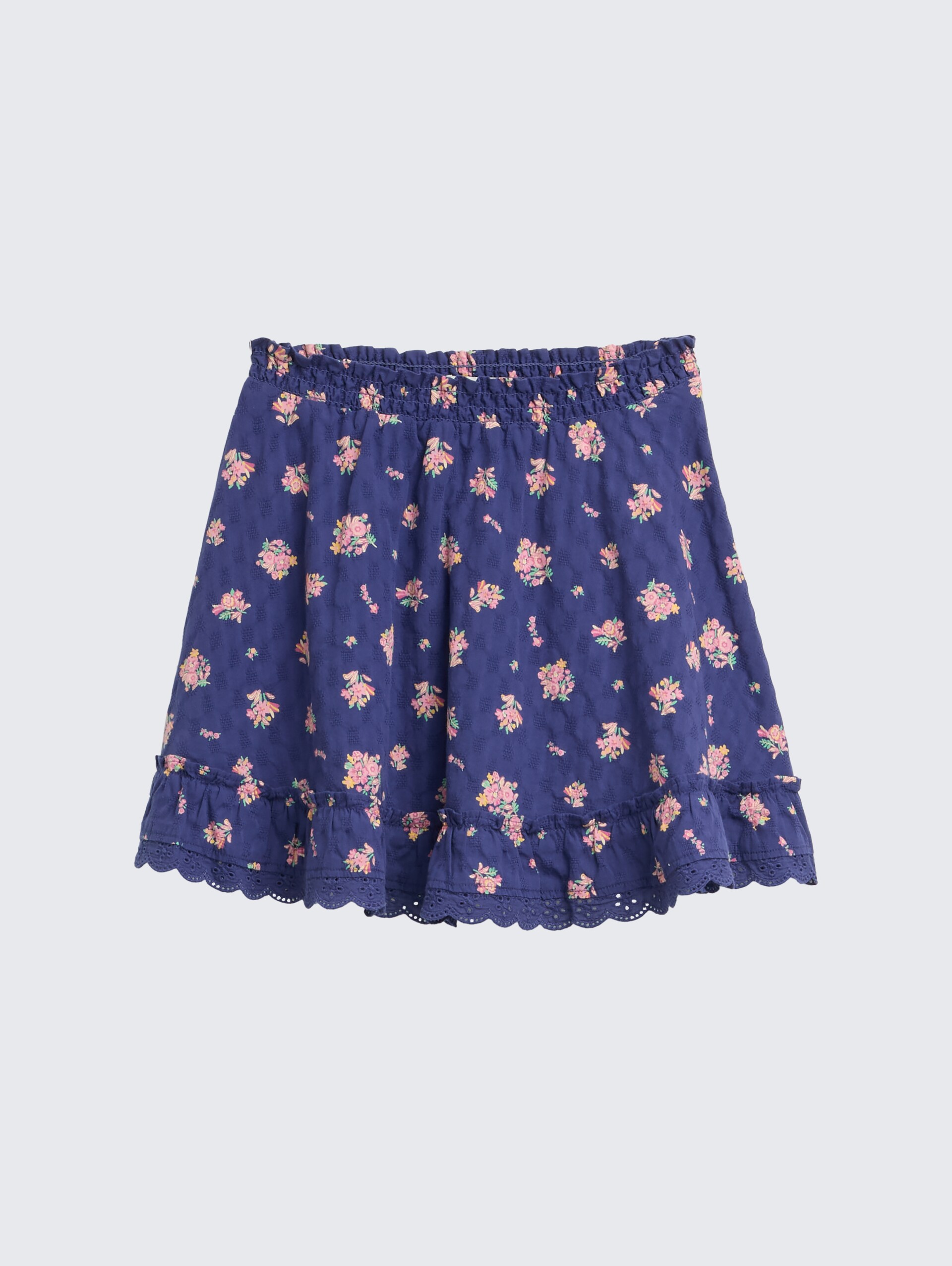 Mini-Rock mit Blumenmuster - dark blue multi color flower - Vorder-Produkt-Ansicht