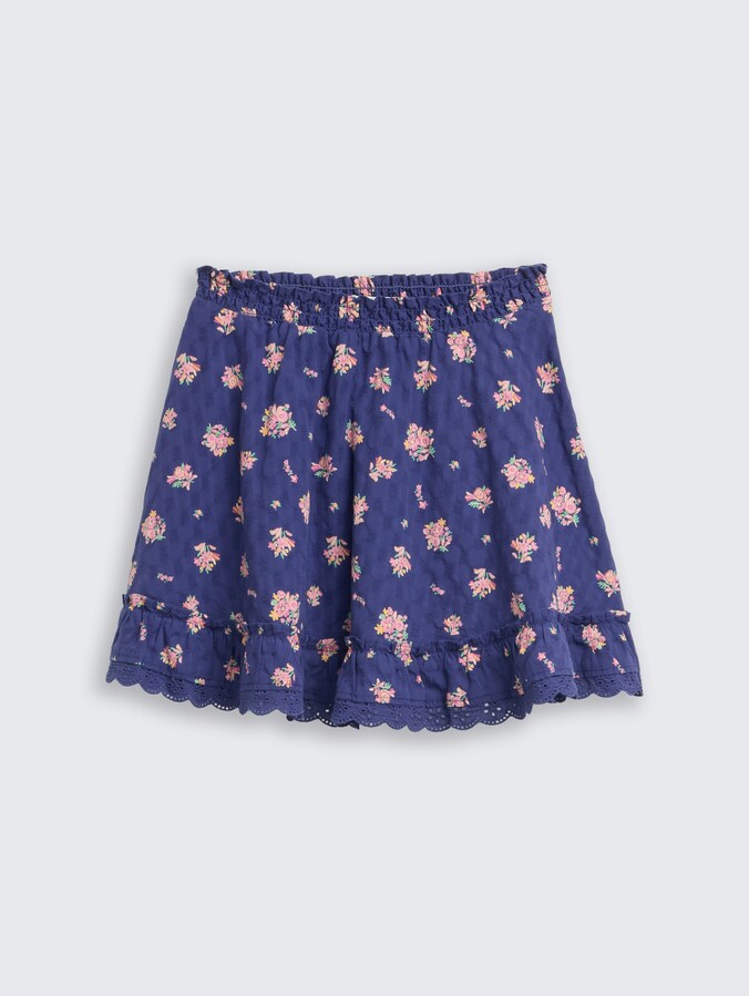 Mini skirt with floral pattern by Mini Girls, dark blue multi color flower