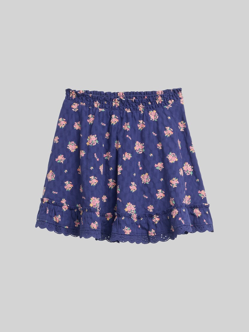 Mini skirt with floral pattern by Mini Girls, dark blue multi color flower