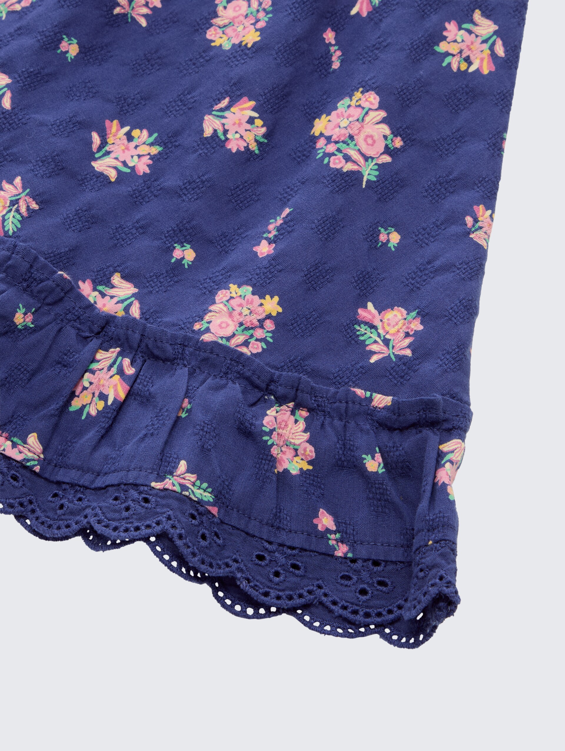 Mini-Rock mit Blumenmuster - dark blue multi color flower - Detail-Model-Ansicht