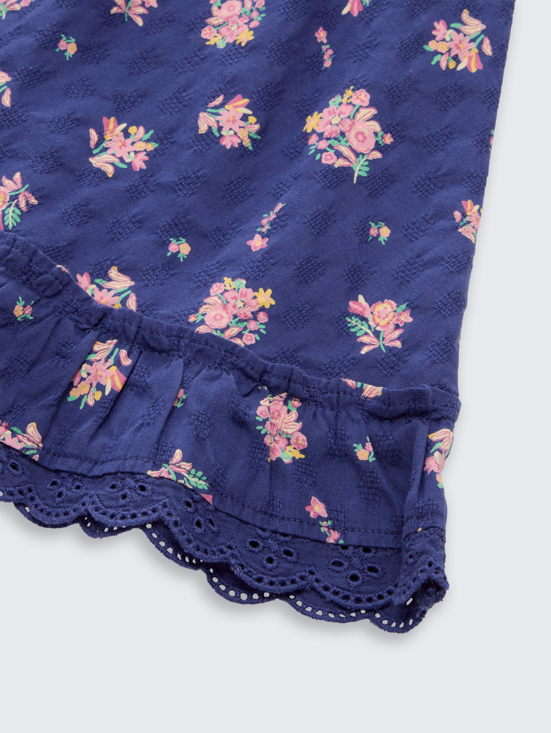 Mini-Rock mit Blumenmuster - dark blue multi color flower - Detail-Model-Ansicht