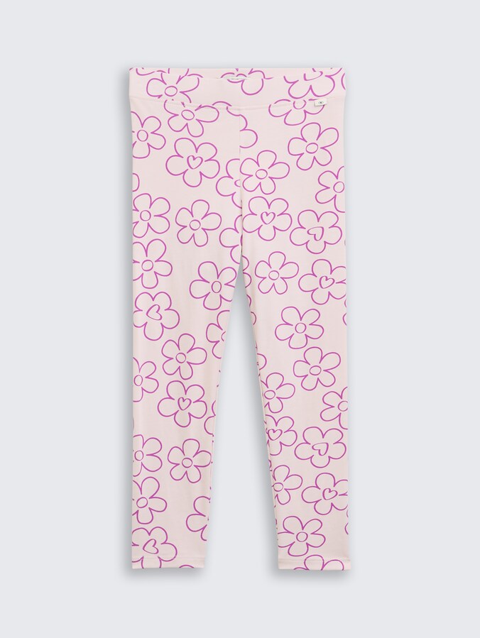 Legging met bloemenmotief door Mini Girls, mauve flower print