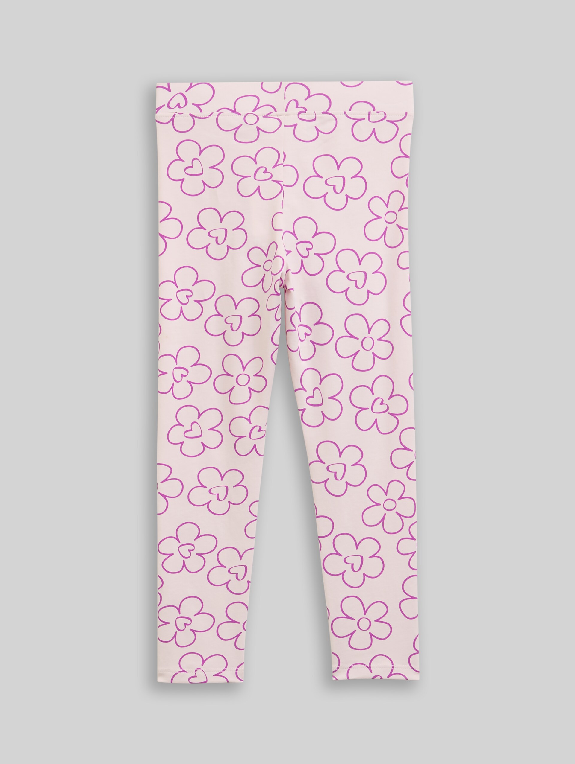 Leggings in a floral pattern - mauve flower print