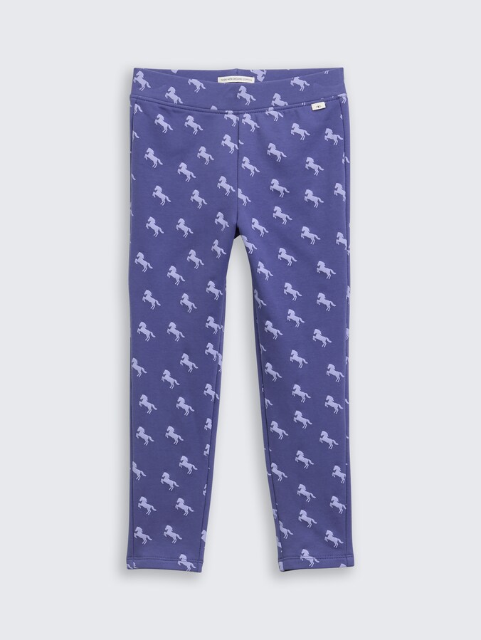 Legging met all-over print door Mini Girls, dark blue horse print