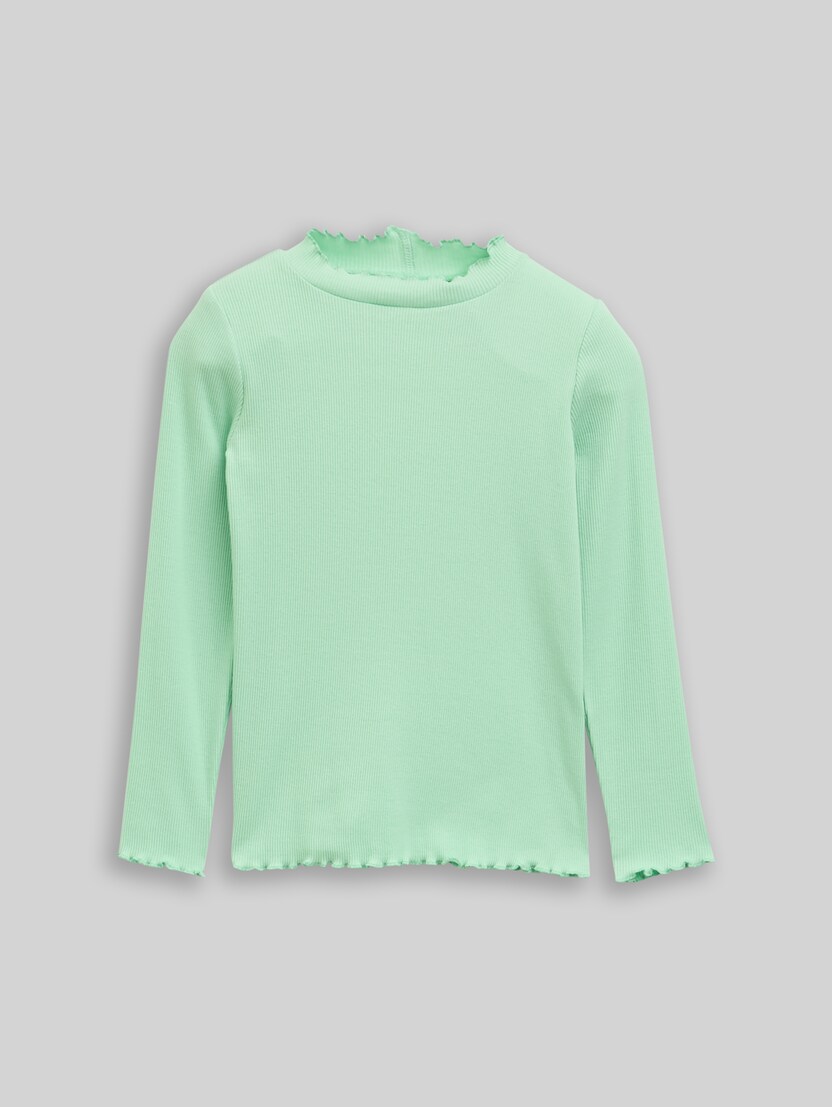 Langarmshirt mit Rippstruktur von Mini Girls, light garden green