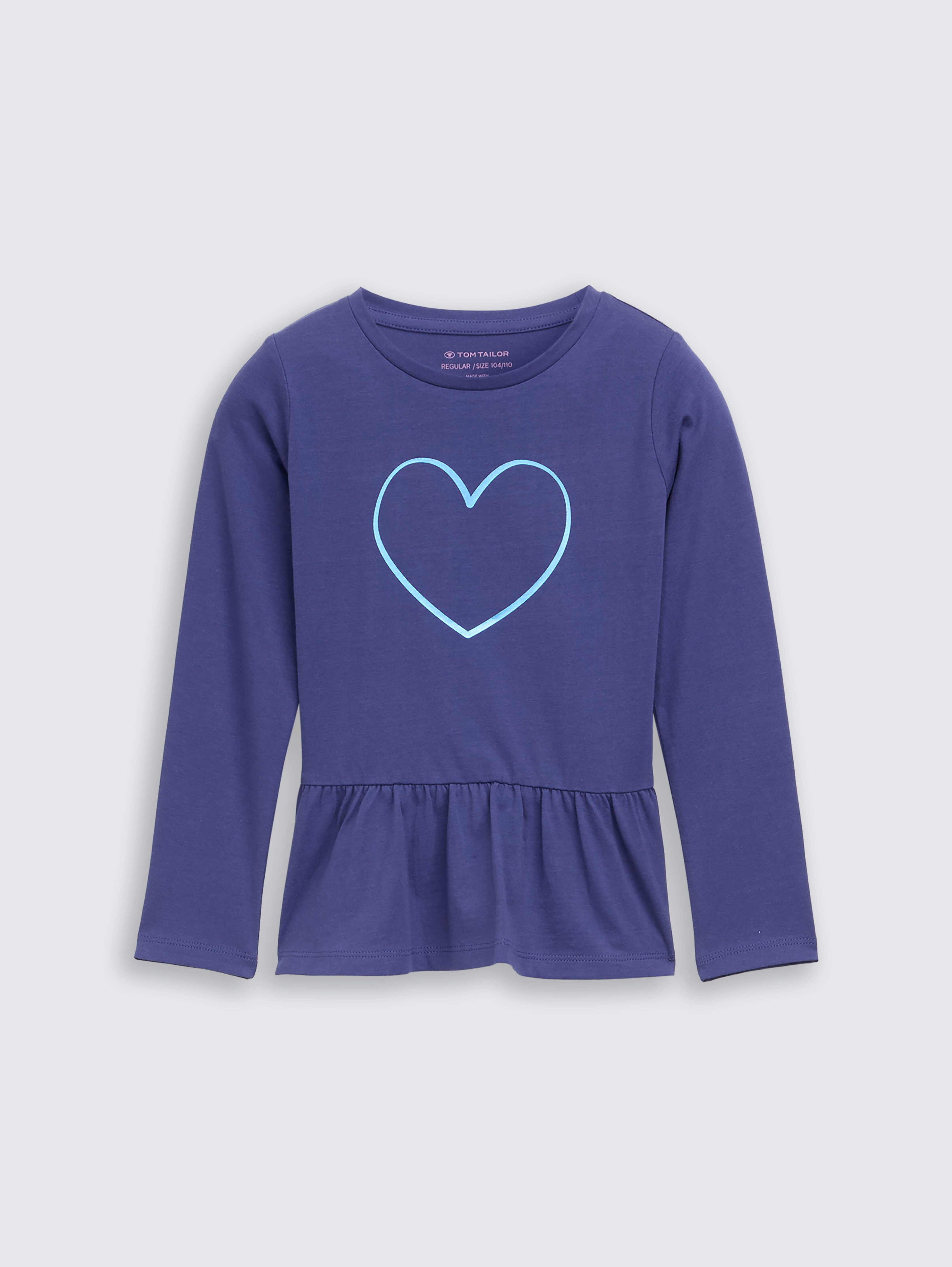 Langarmshirt mit Volant von Mini Girls, dark blue harbor