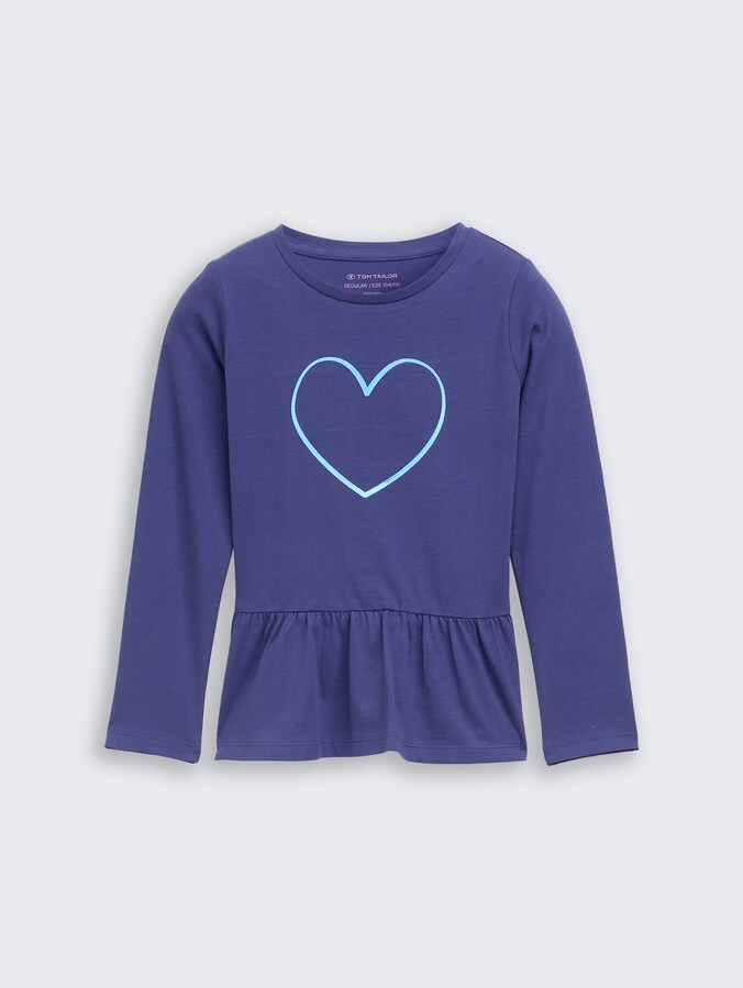 Shirt met lange mouwen en volant door Mini Girls, dark blue harbor