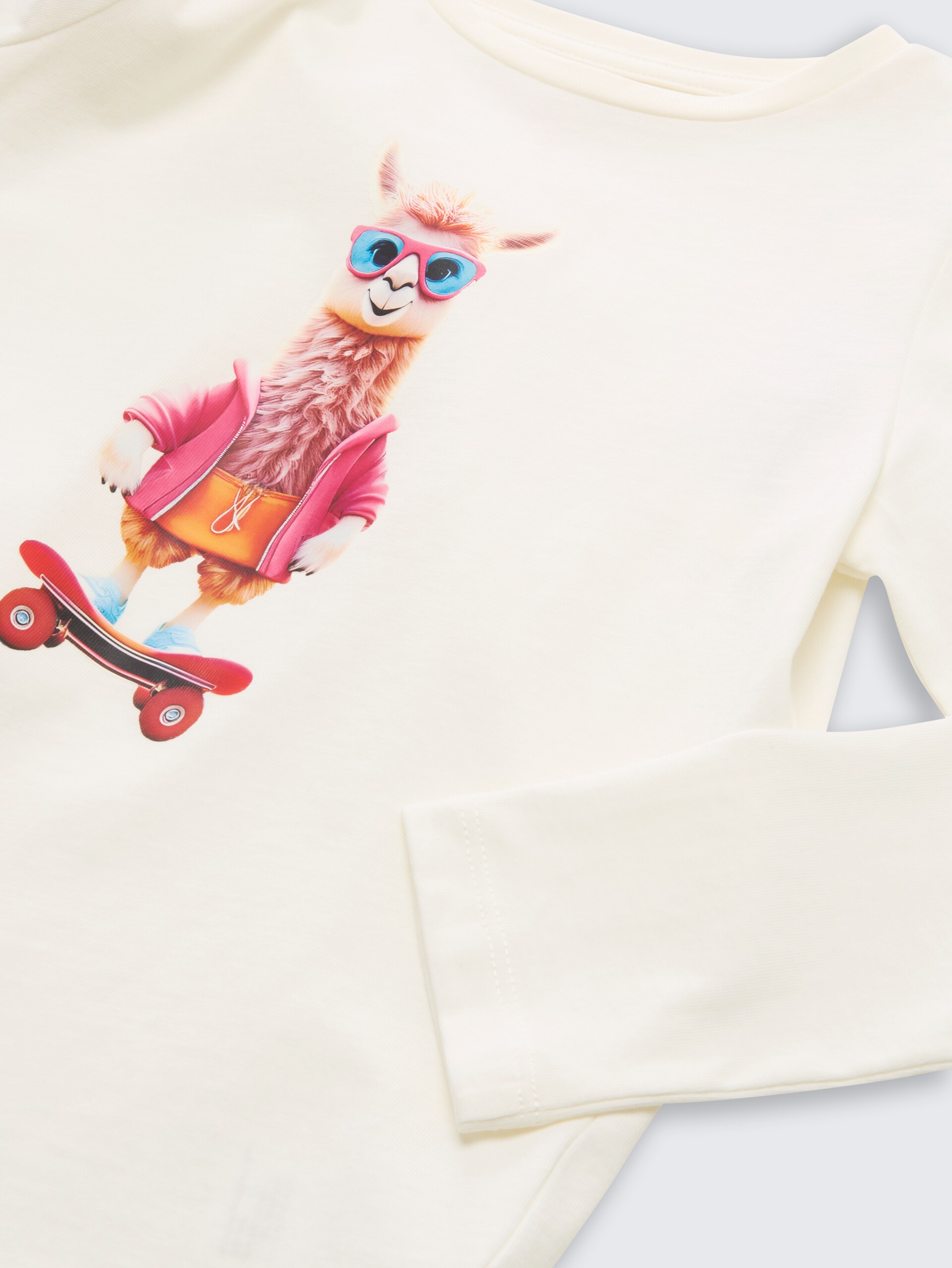 T-shirt met lange mouwen en bedrukt motief - Wool White - Detailaanzicht model