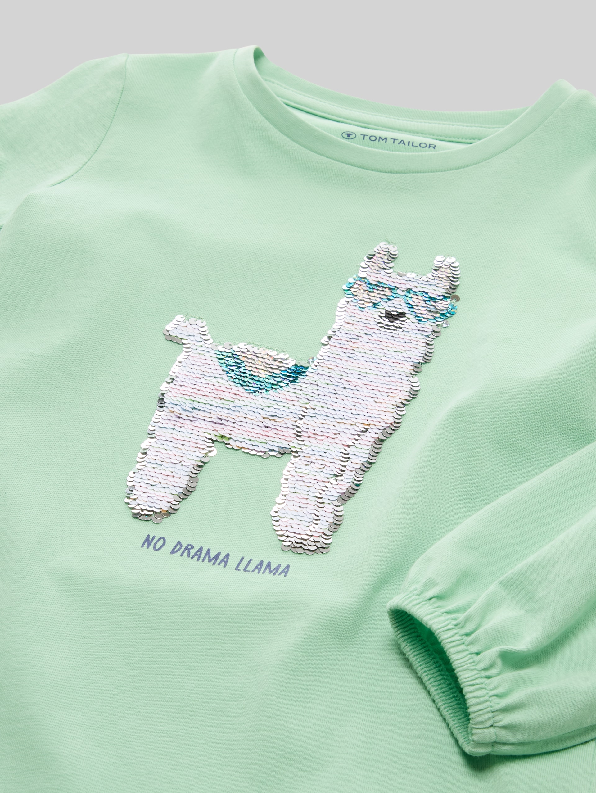 Shirt met lange mouwen en omkeerbare pailletten - light garden green - Detailaanzicht model