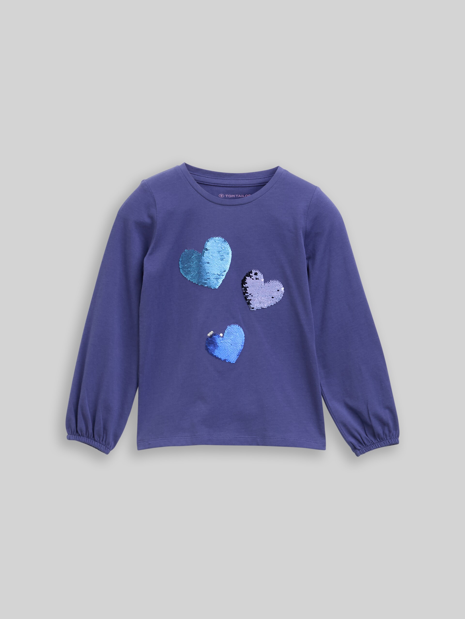 Long-sleeved shirt with reversible sequins - dark blue harbor - Front product view