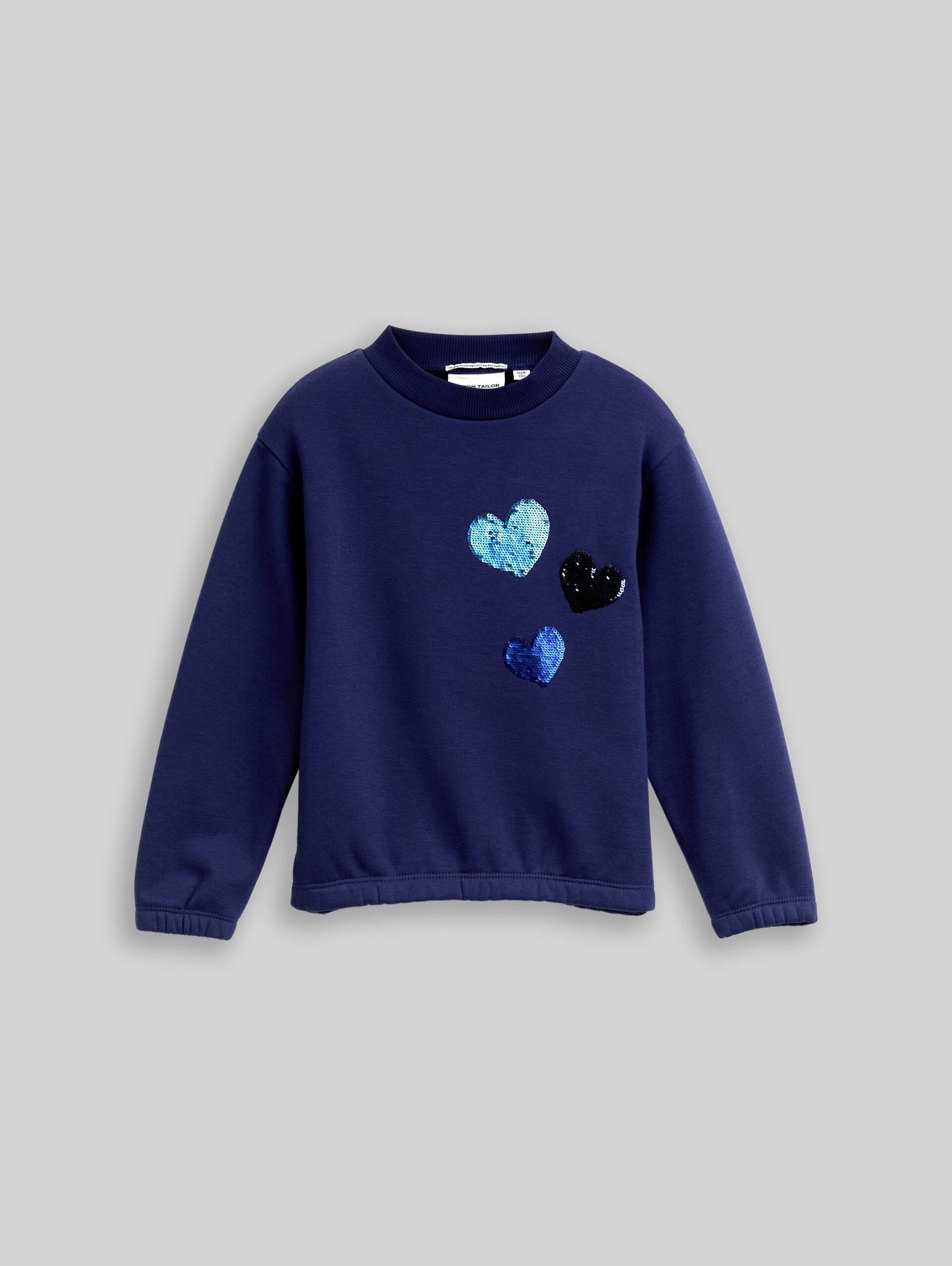 Cropped sweatshirt with reversible sequins - dark blue harbor - Front product view