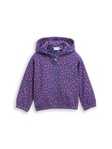 Ausgewählt, Cropped Hoodie Sweatjacke mit Allover-Print von Tom Tailor, blau