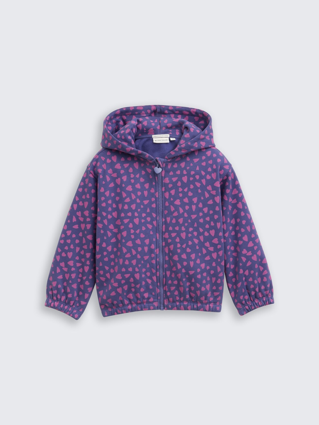 Cropped Hoodie Sweatjacke mit Allover-Print - dark blue pink heart - Vorder-Produkt-Ansicht