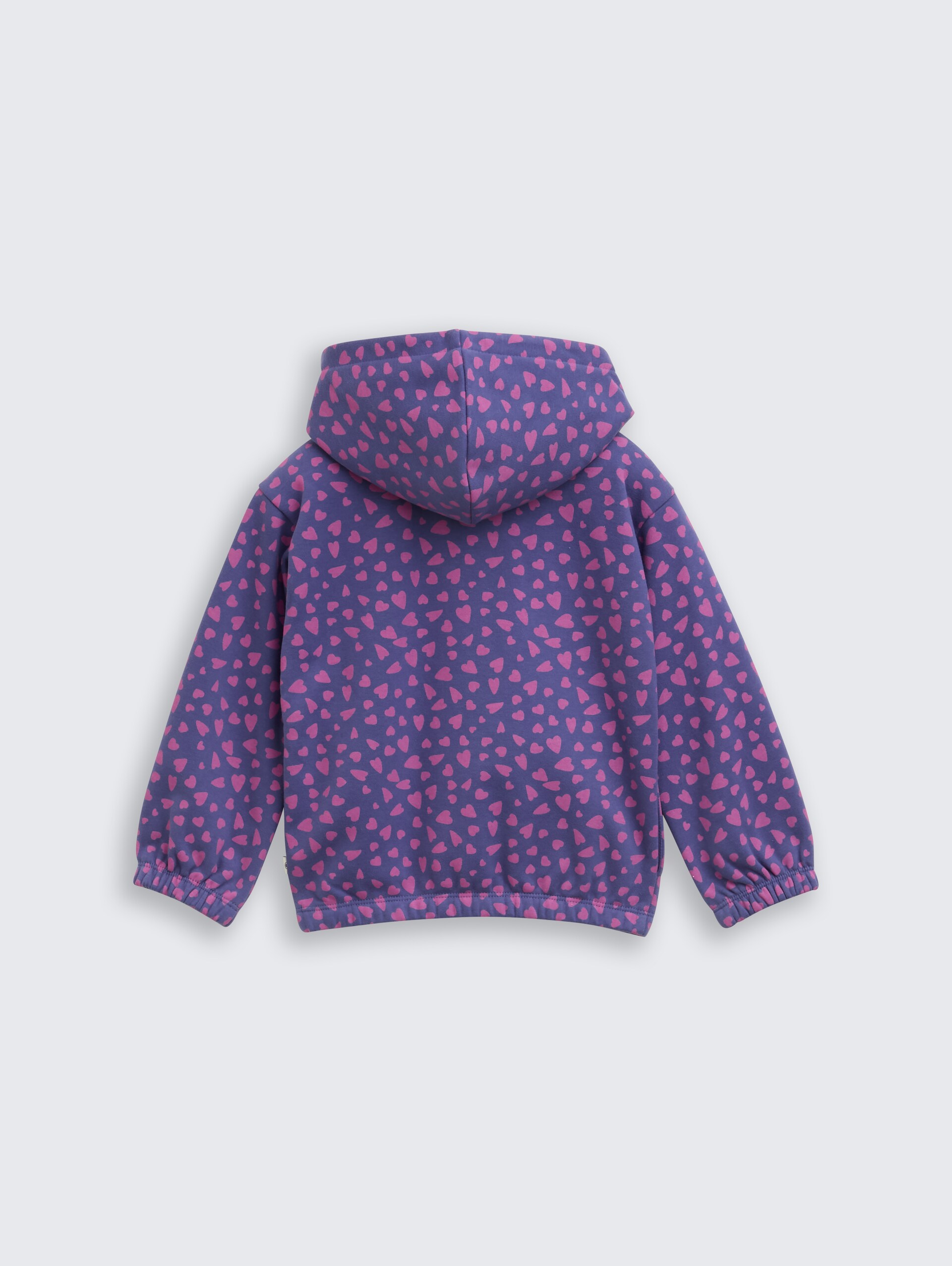 Cropped Hoodie Sweatjacke mit Allover-Print - dark blue pink heart