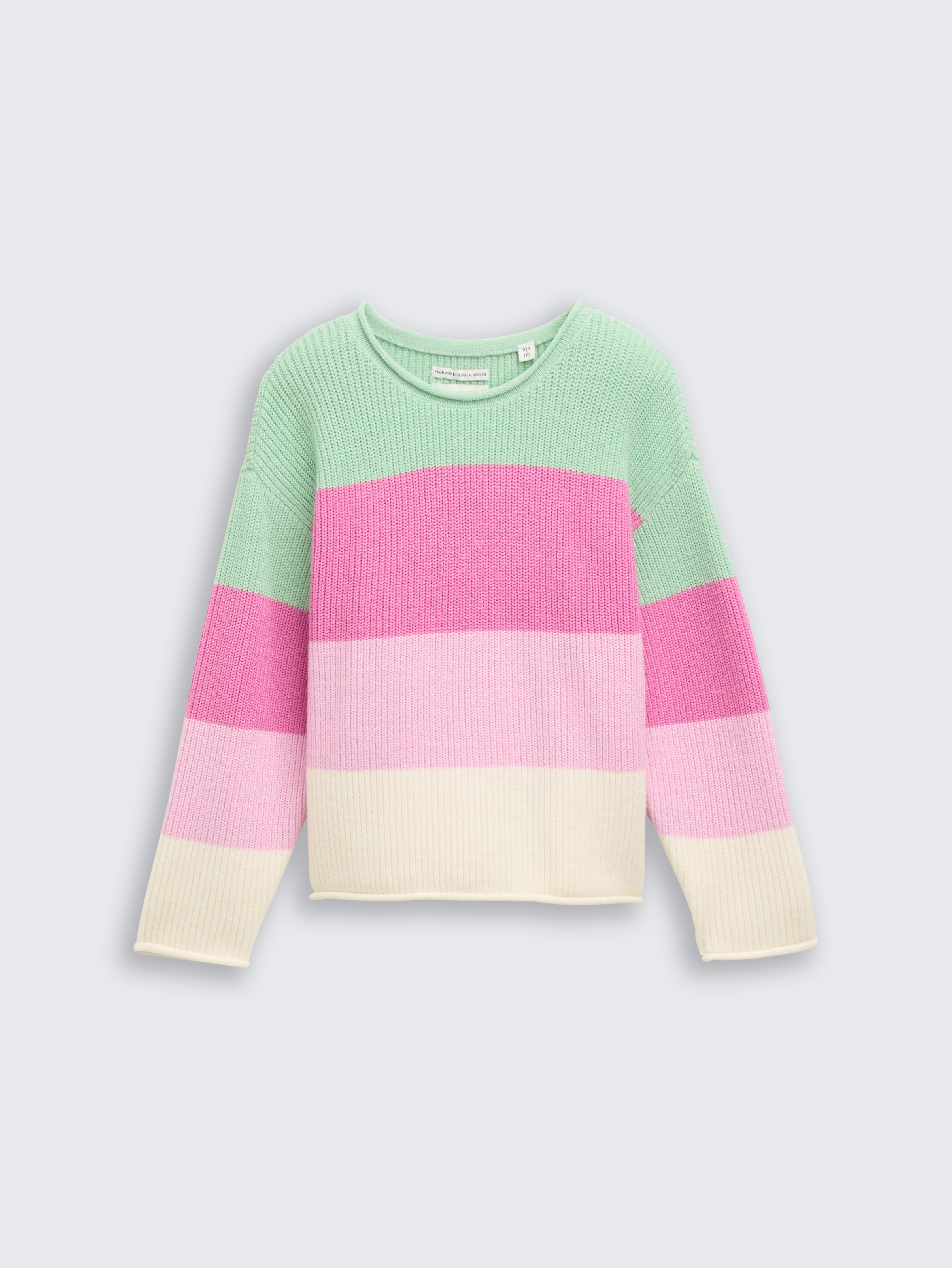 Cropped Strickpullover von Mini Girls, multicolor green block stripe