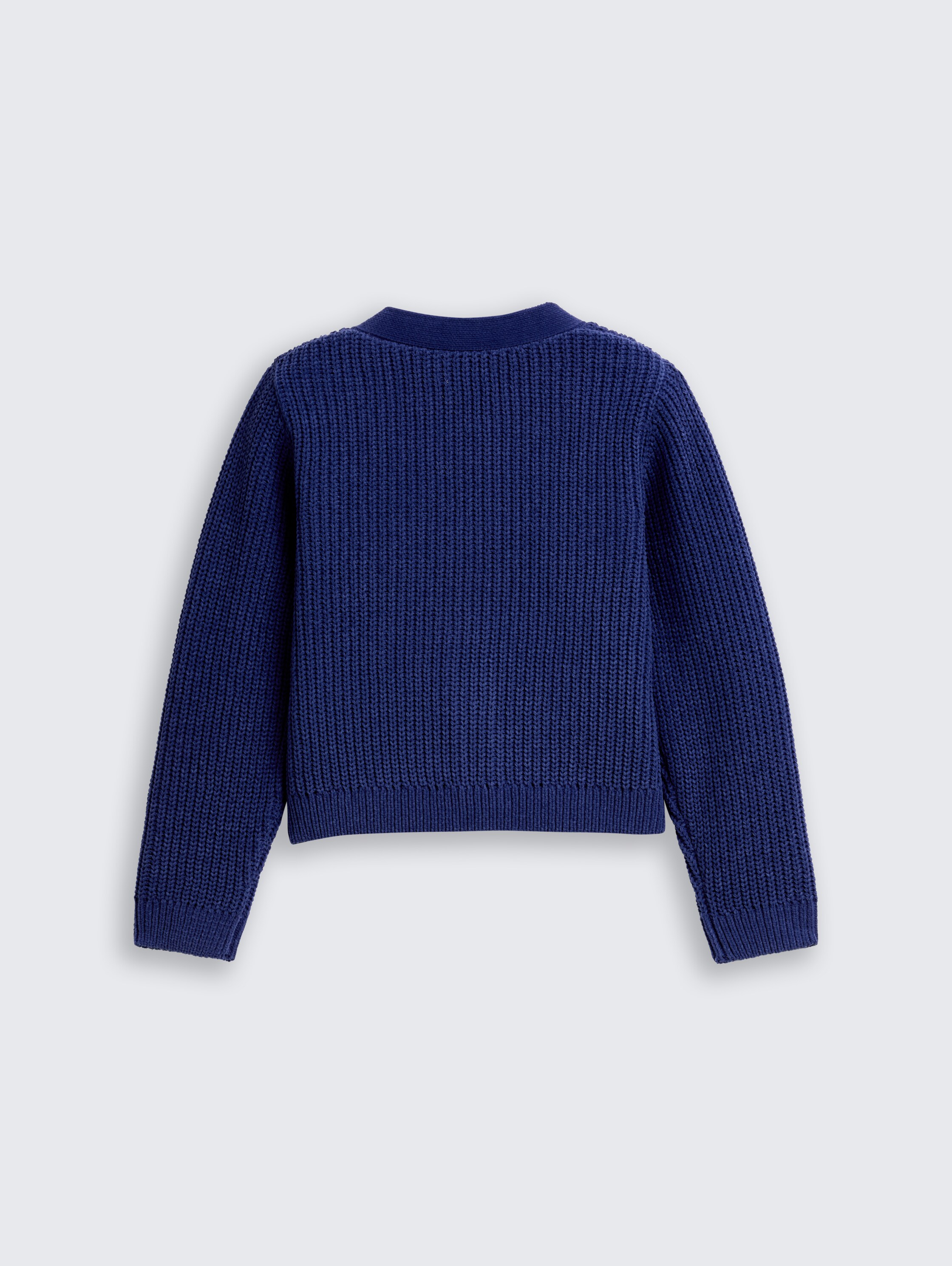 Cardigan with V-neck - dark_blue_harbor - 