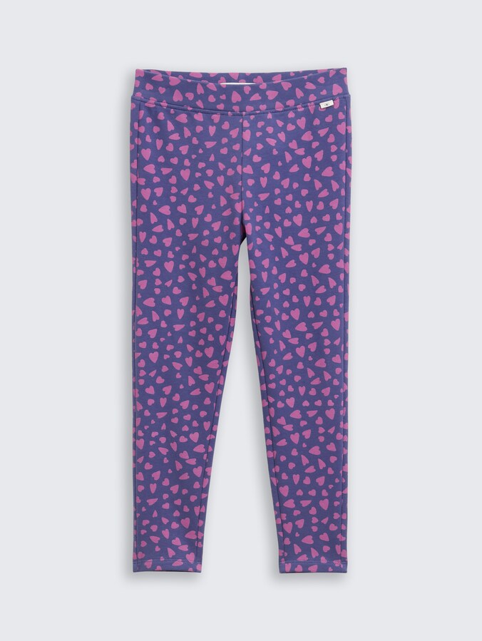 Legging met all-over print door Mini Girls, dark blue pink heart