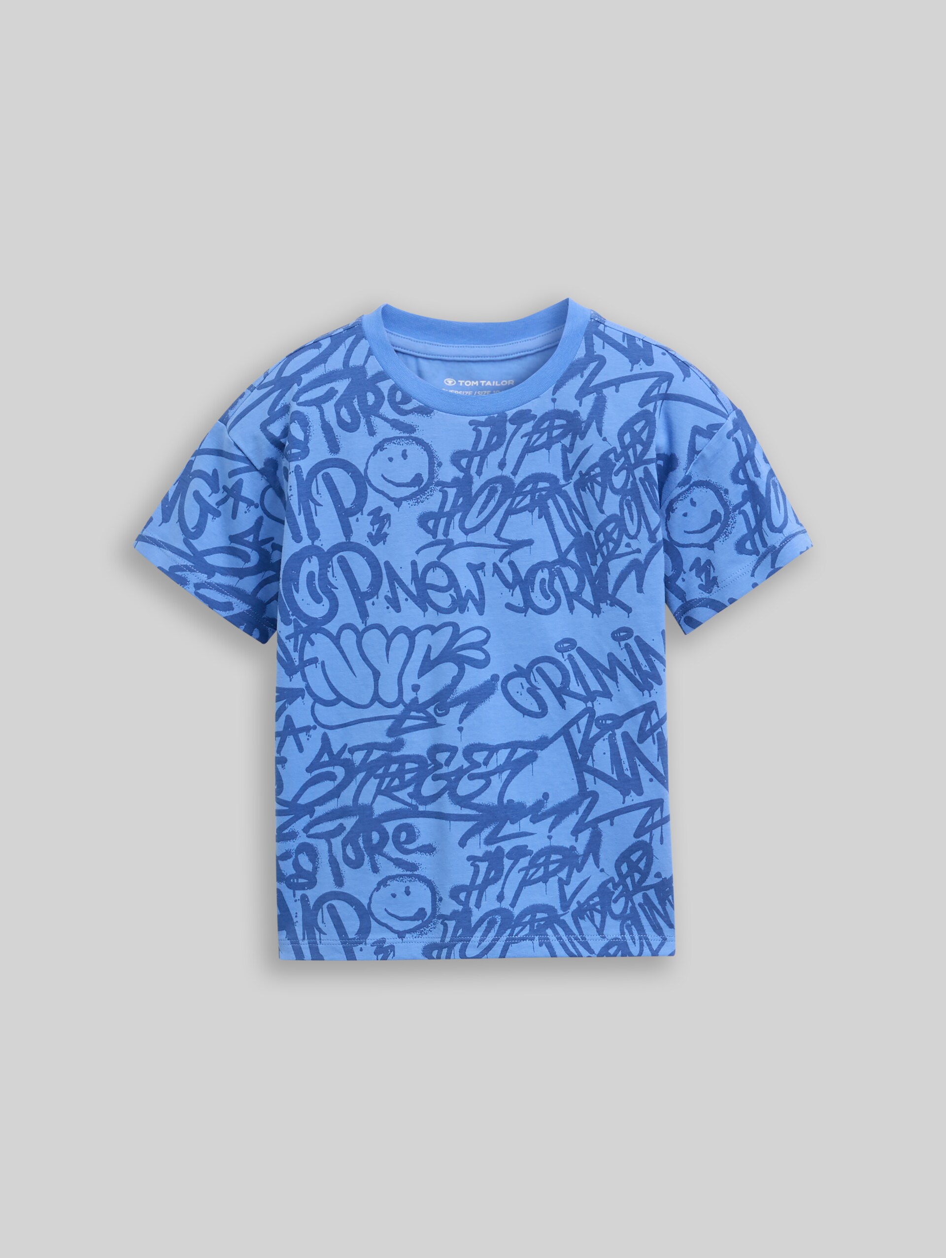 Oversized T-shirt with all-over print - blue shaded spray design - Front product view