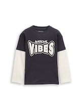 Ausgewählt, Oversize Langarmshirt im 2-in-1-Look von Tom Tailor, grau