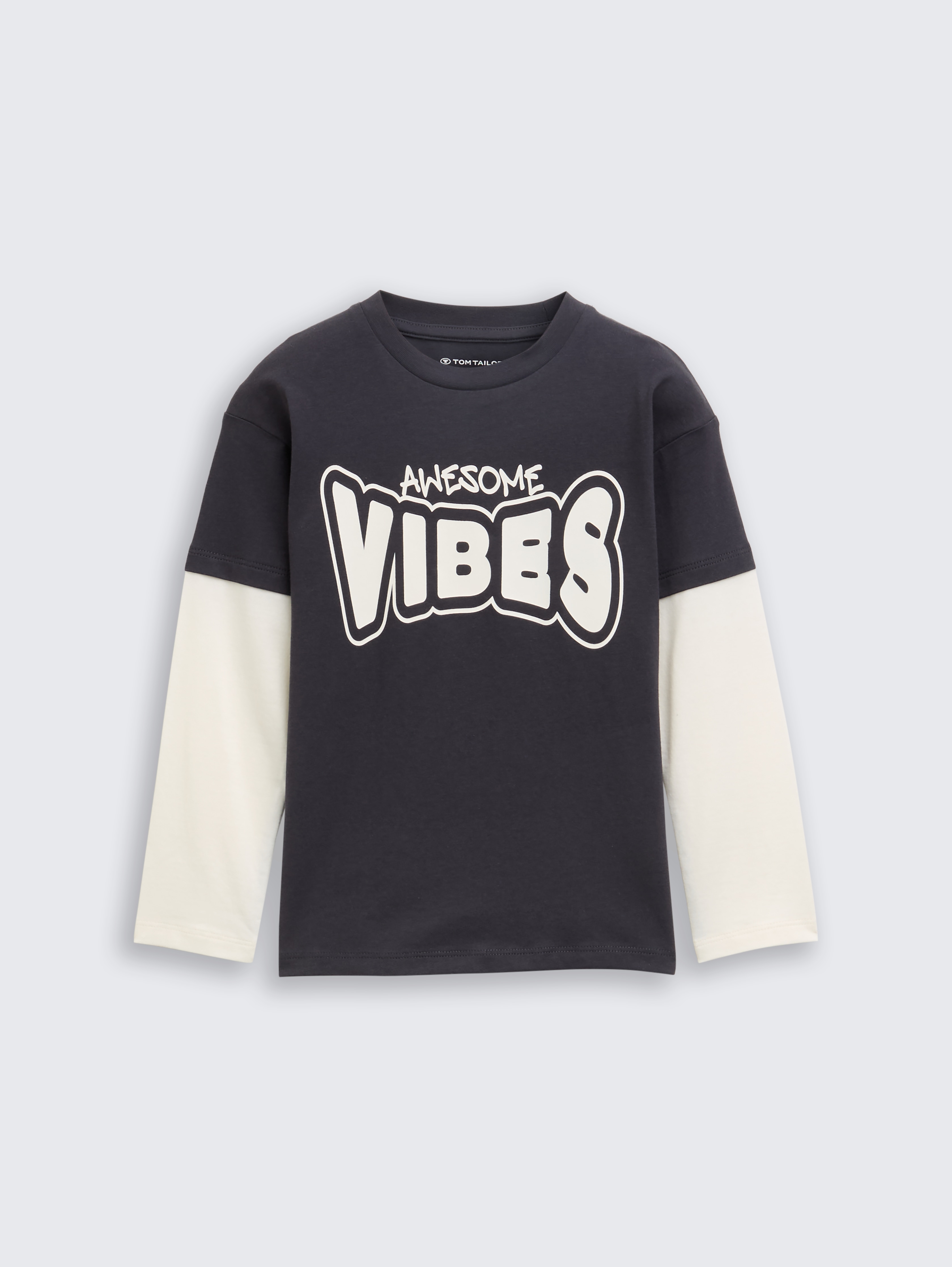 Oversize Langarmshirt im 2-in-1-Look von Mini Boys, coal grey