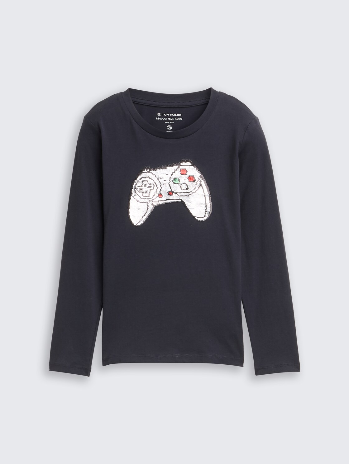 Langarmshirt mit Wendepailletten - coal grey - Vorder-Produkt-Ansicht