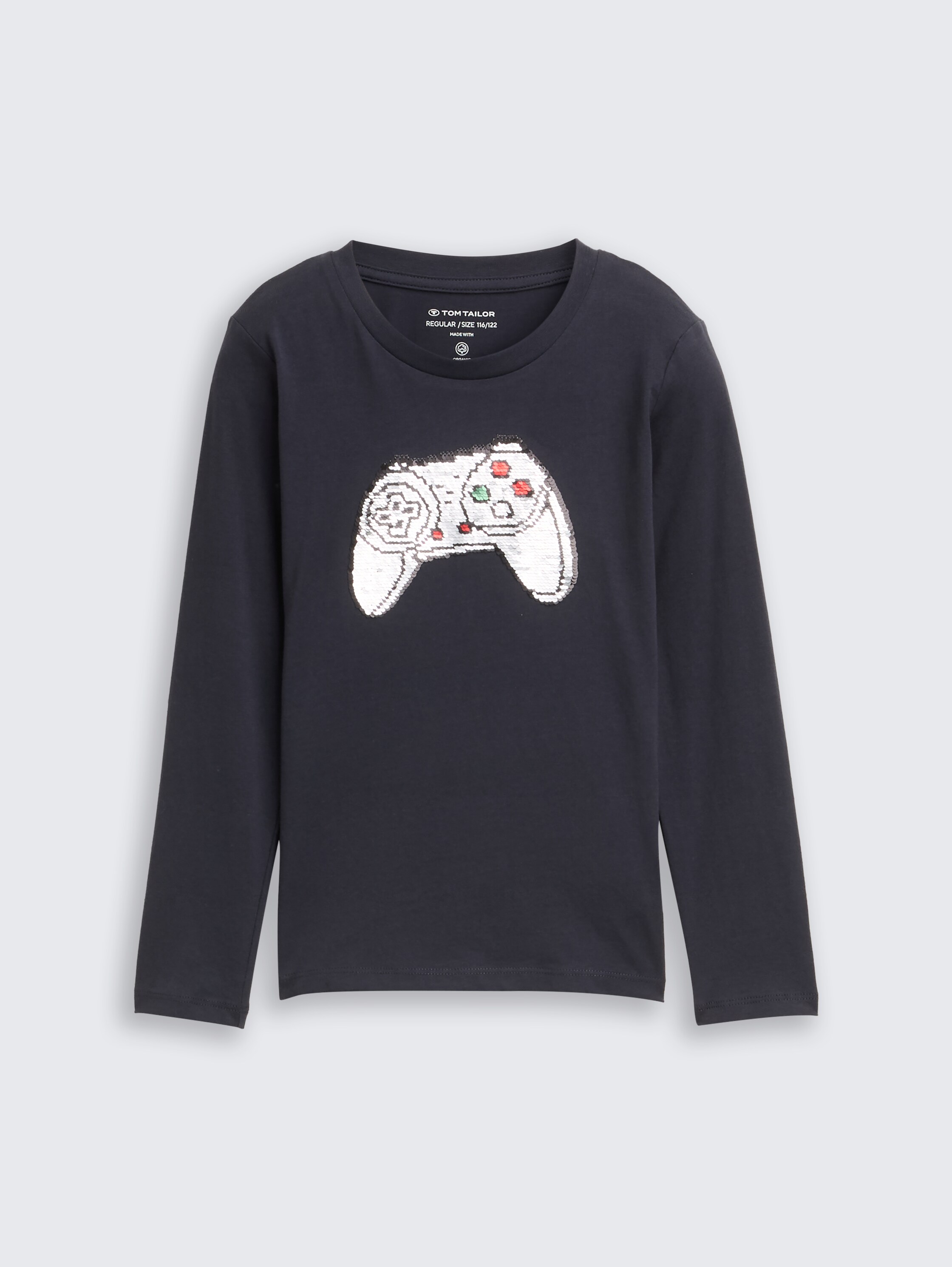 Shirt met lange mouwen en omkeerbare pailletten - coal grey - Product vooraanzicht