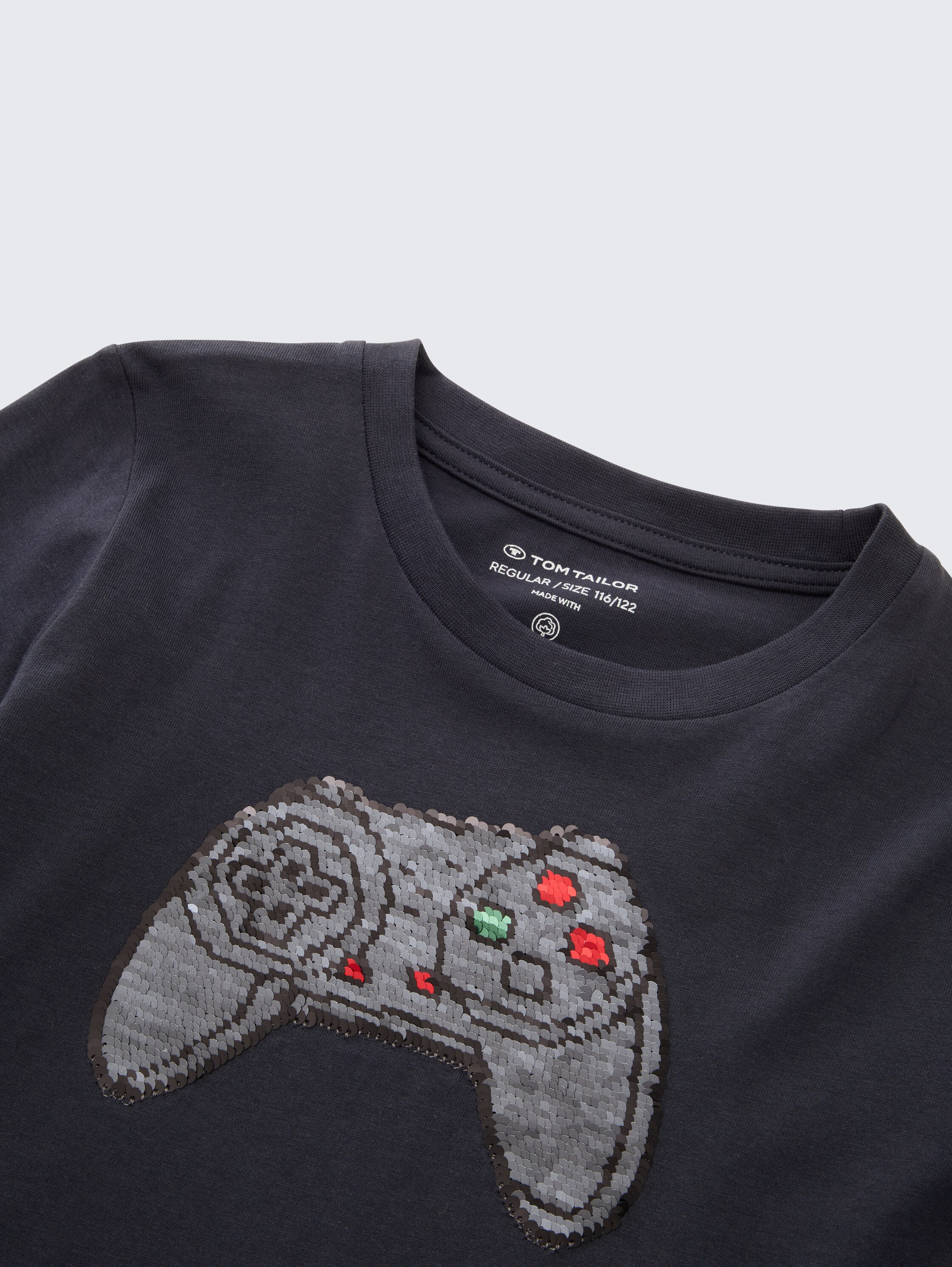 Shirt met lange mouwen en omkeerbare pailletten - coal grey - Detailaanzicht model