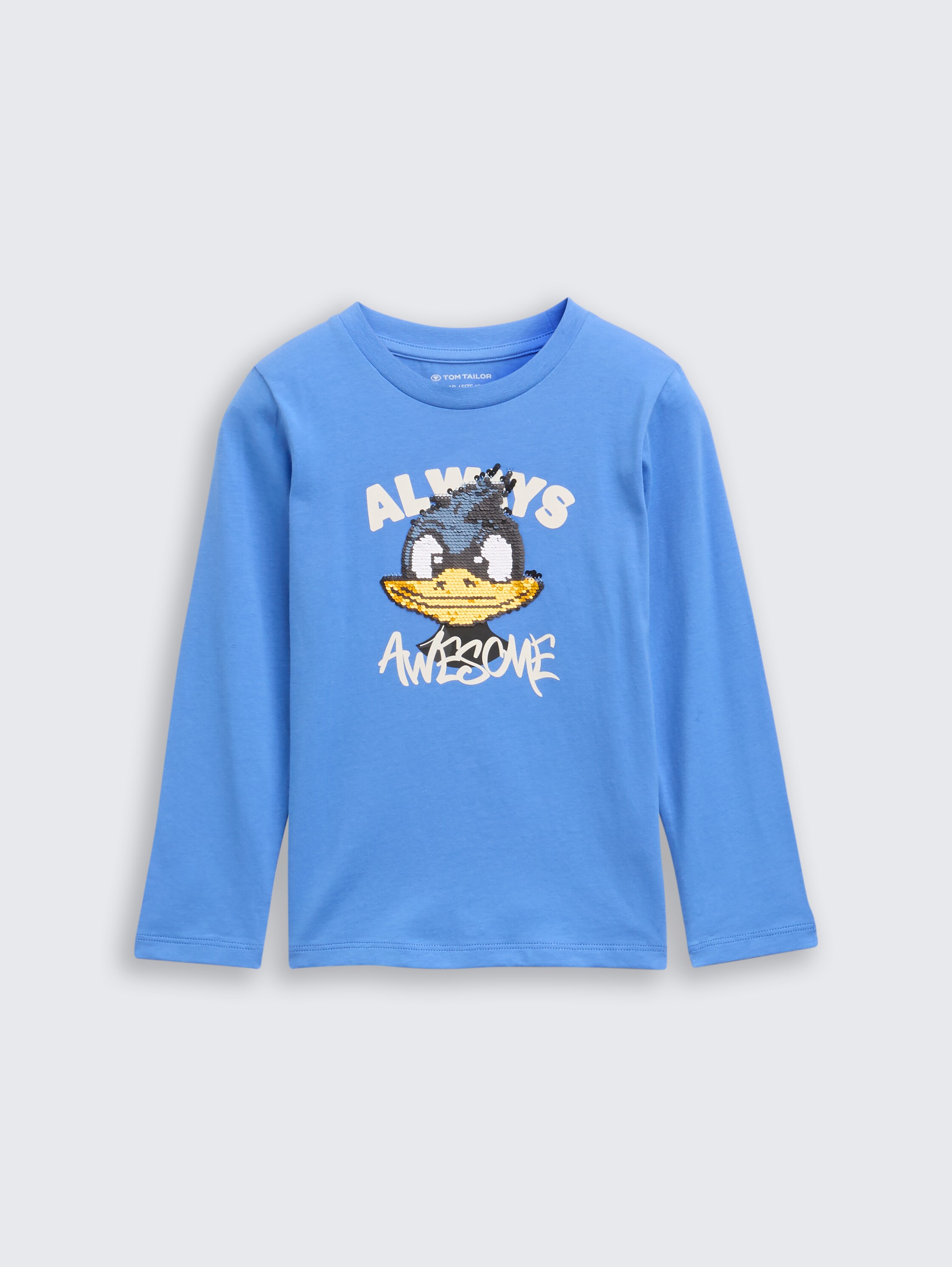 Long-sleeved shirt with reversible sequins - soft_mid_blue - 