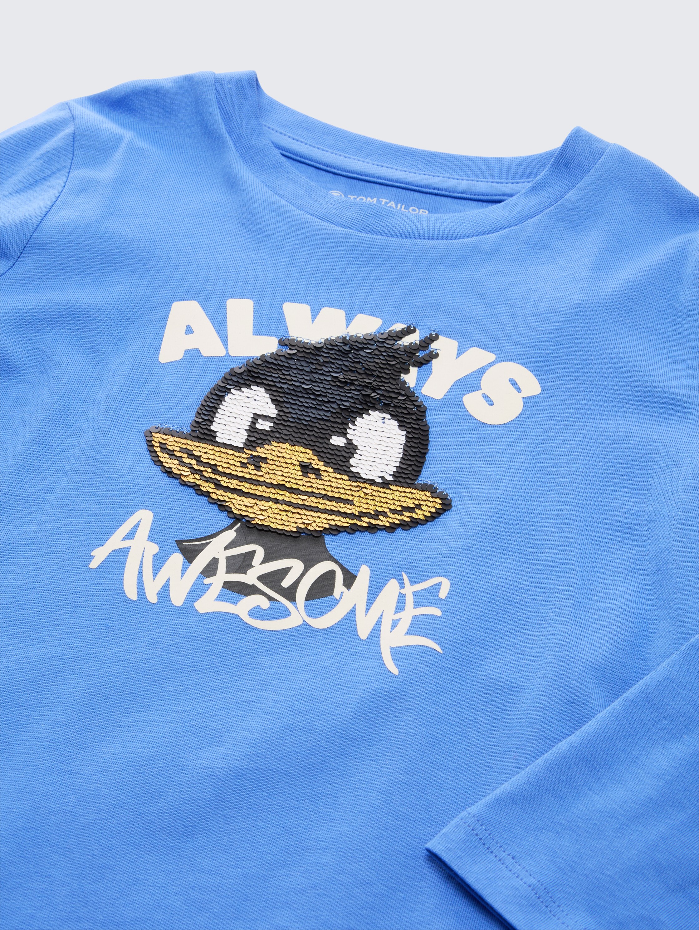 Long-sleeved shirt with reversible sequins - soft_mid_blue - 