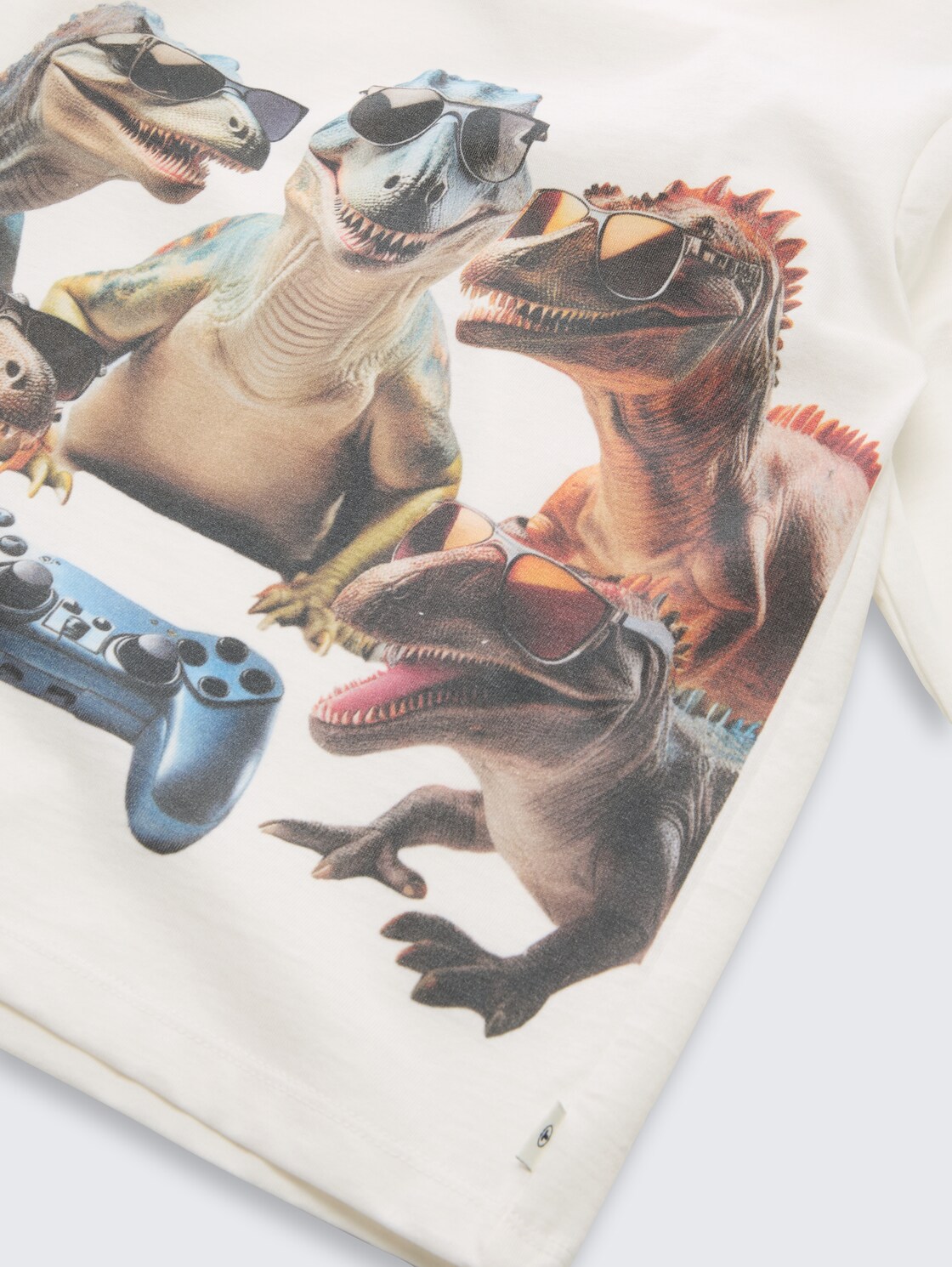 Langarmshirt mit Print - Wool White - Detail-Model-Ansicht