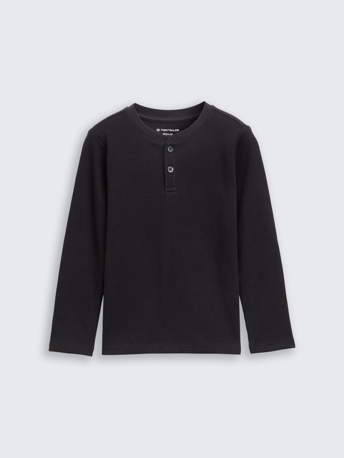 Henley shirt met lange mouwen en wafelstructuur - coal grey - Product vooraanzicht