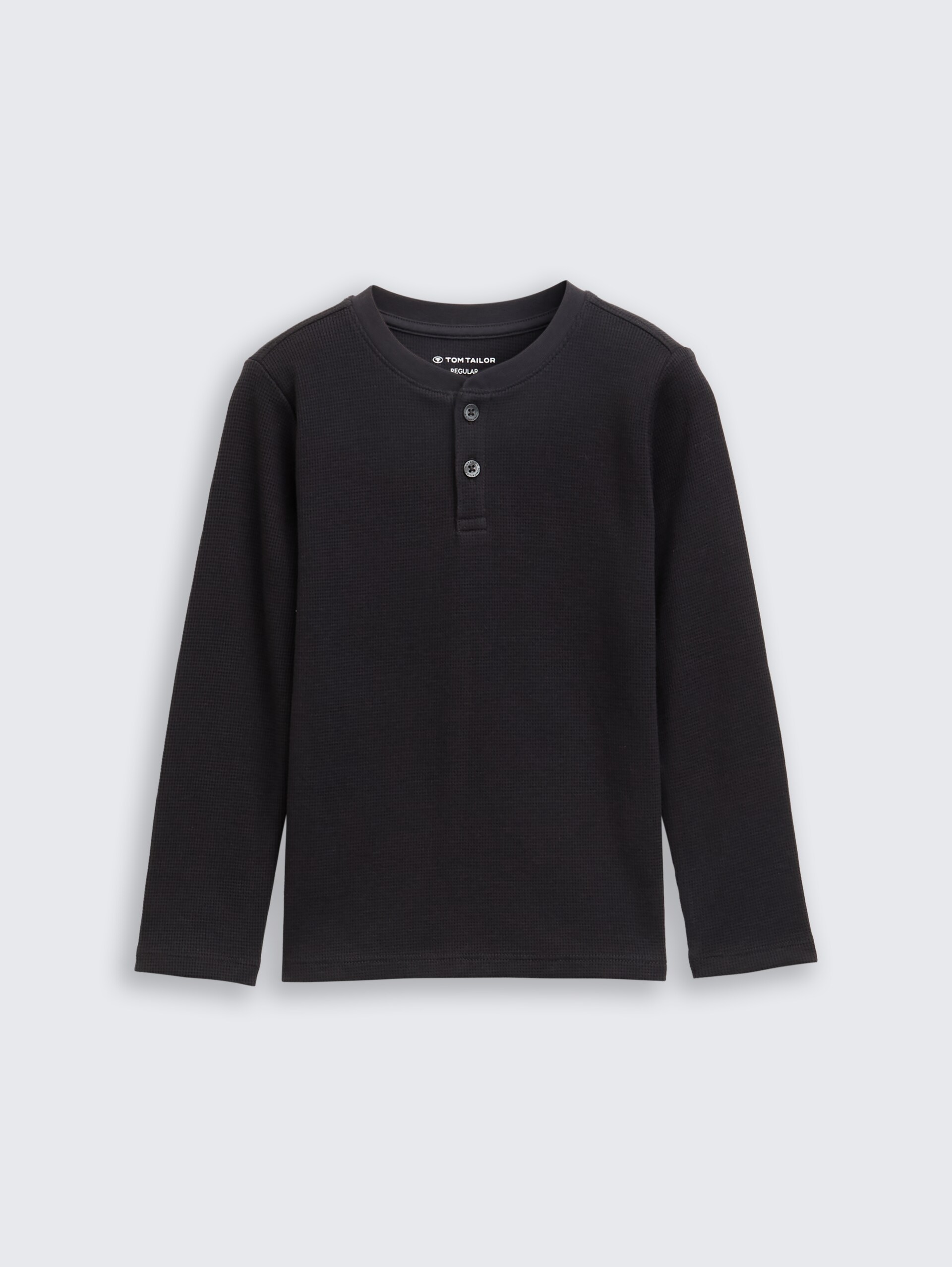 Henley Langarmshirt mit Waffelstruktur - coal grey - Vorder-Produkt-Ansicht