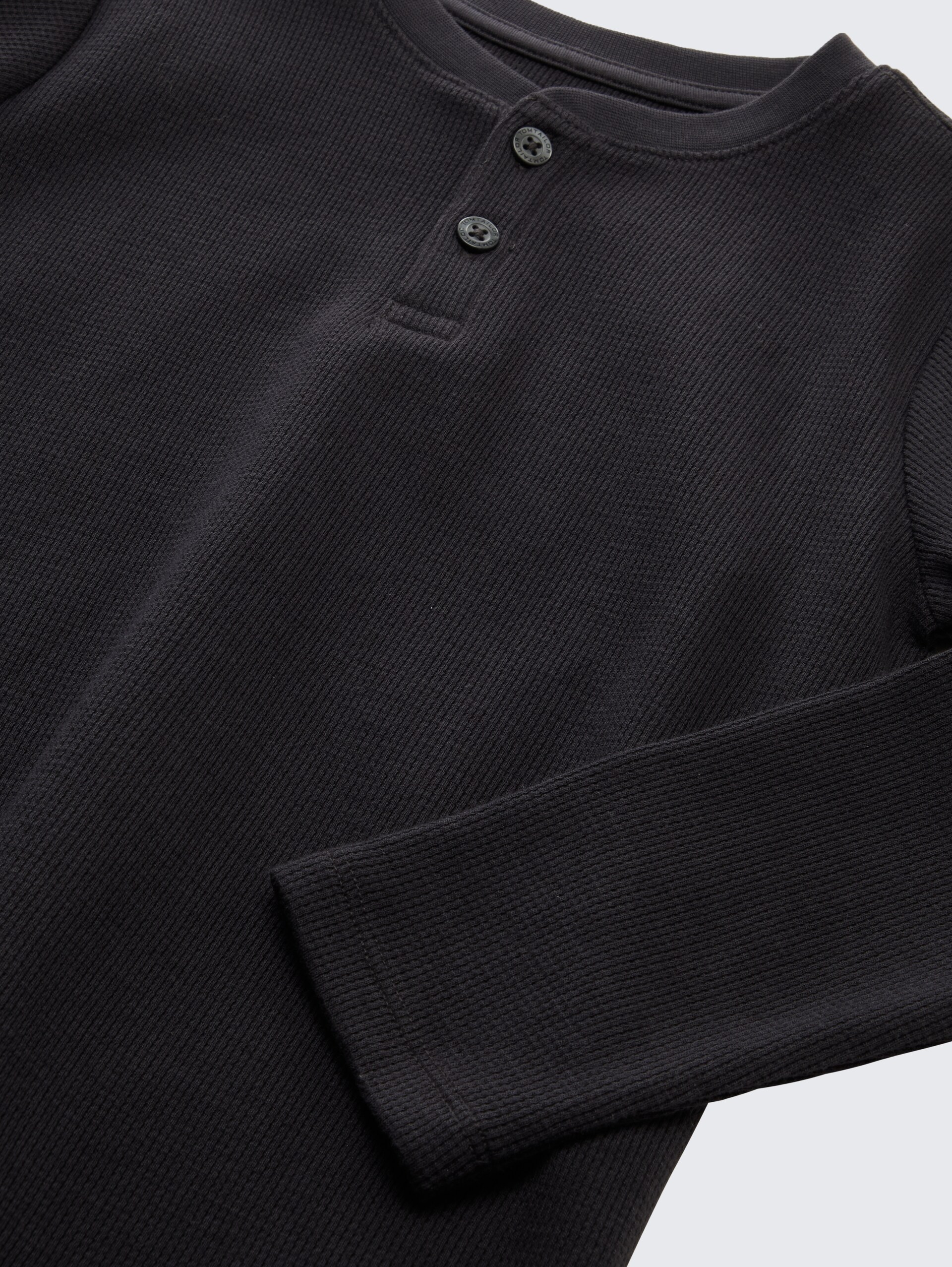 Henley Langarmshirt mit Waffelstruktur - coal grey - Detail-Model-Ansicht