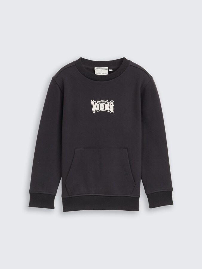 Sweatshirt With Print by Mini Boys, coal grey