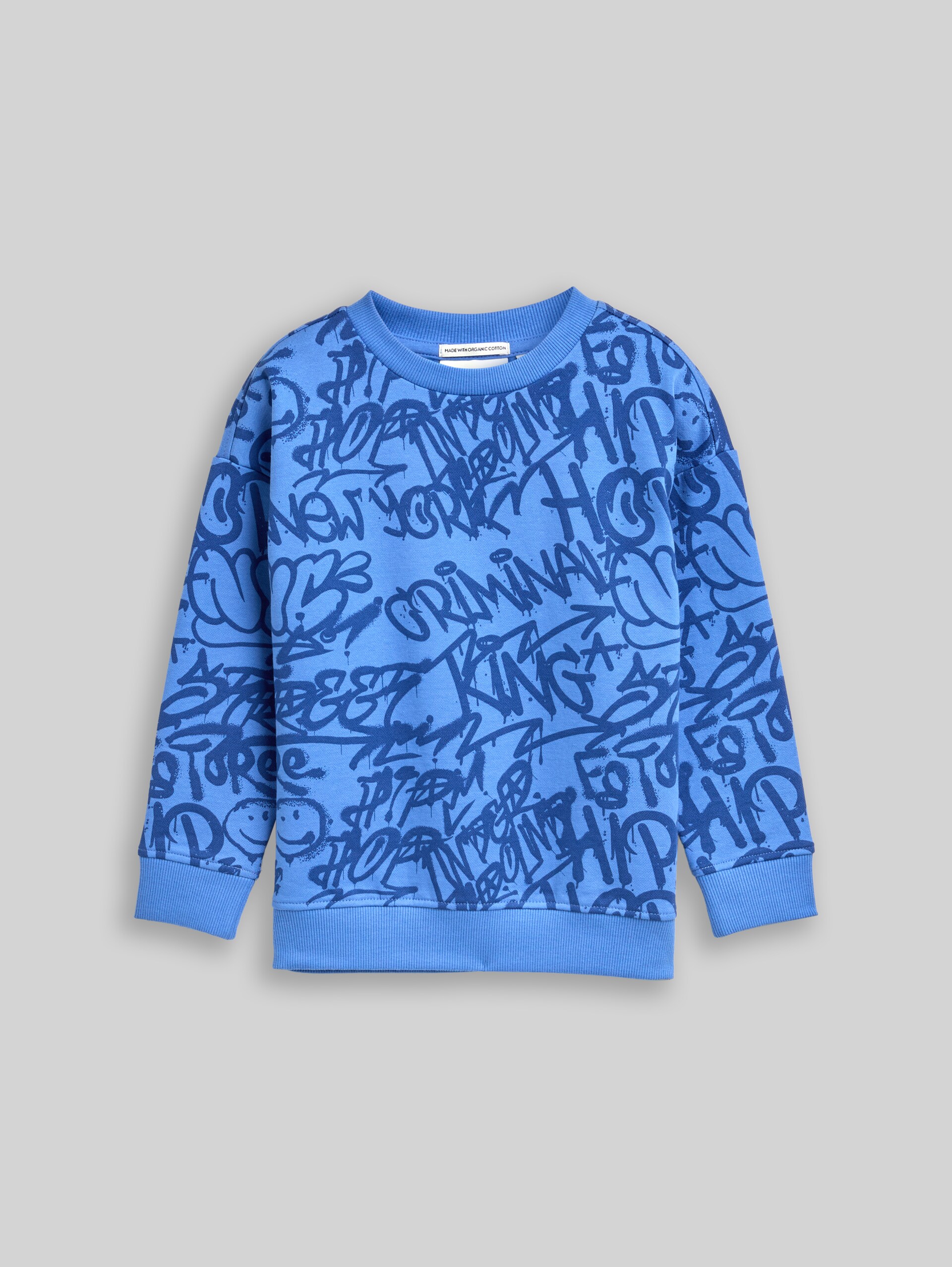 Oversized sweatshirt with all-over print - blue shaded spray design - Front product view