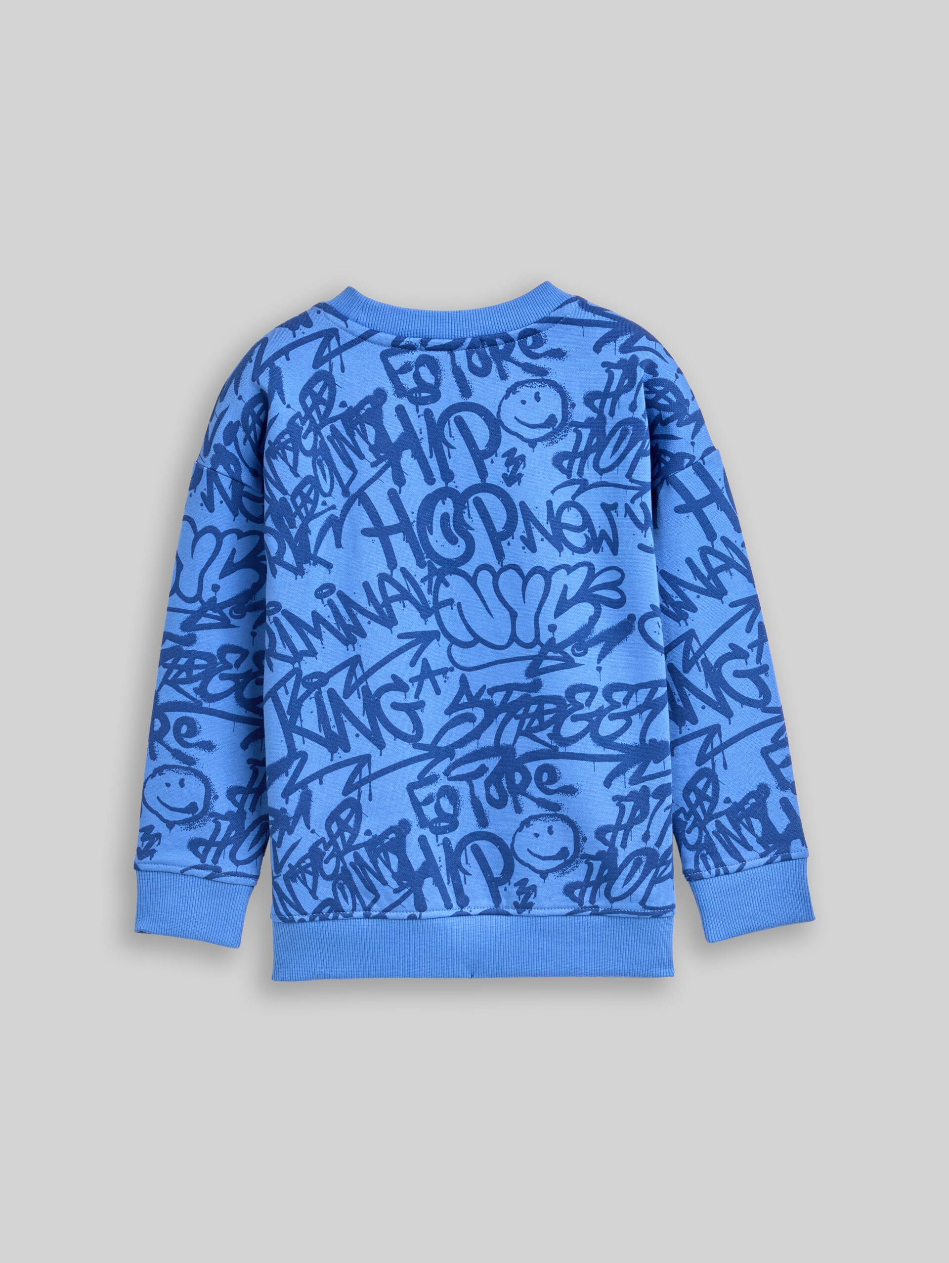 Oversized sweatshirt with all-over print - blue shaded spray design