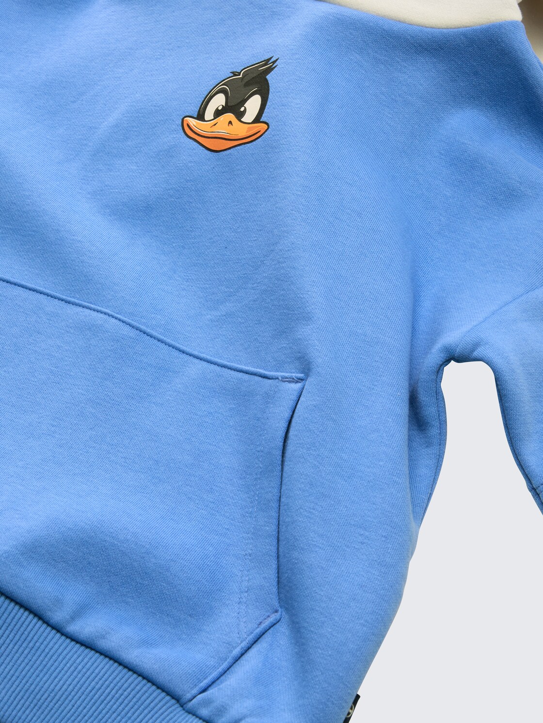 Hoodie Sweatshirt im 2-in-1-Look - soft mid blue - Detail-Model-Ansicht