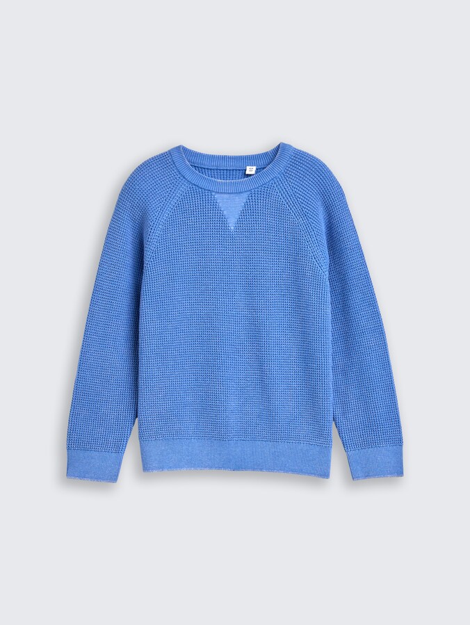 Gebreide trui van katoen door Mini Boys, soft mid blue