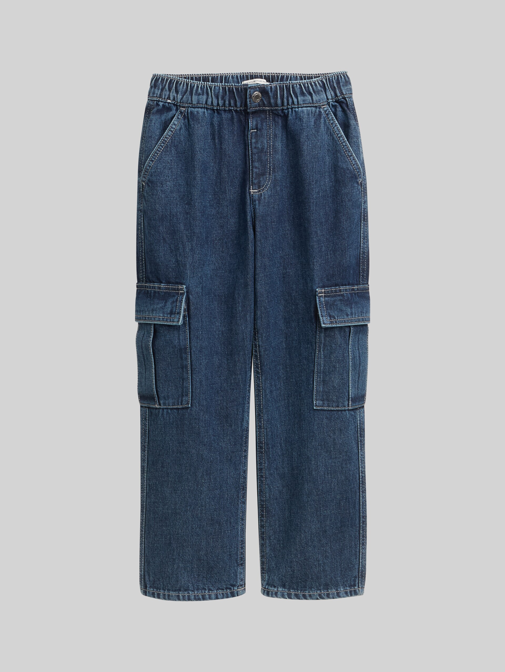 Baggy cargo jeans - Blue Denim - Front product view
