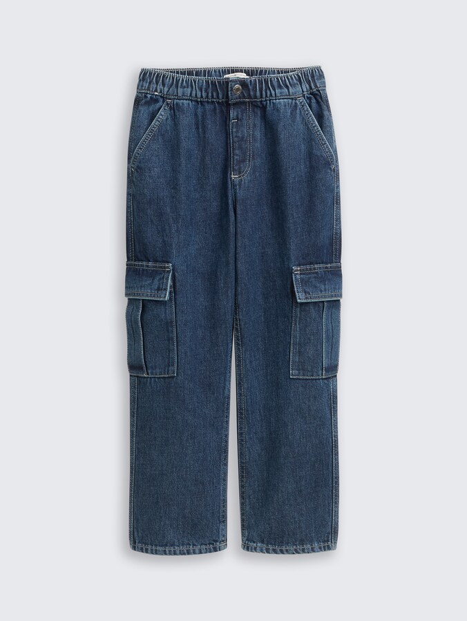 Baggy cargo jeans door Mini Boys, Blue Denim