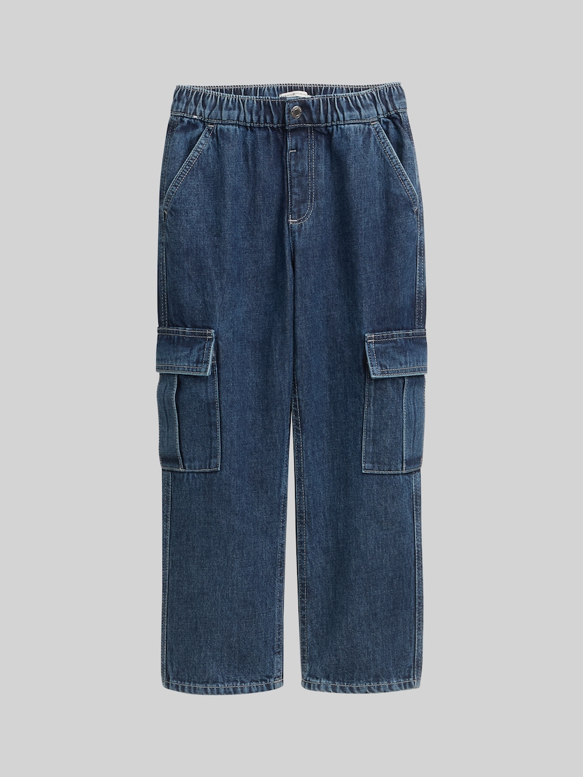 Baggy Cargo Jeans von Mini Boys, Blue Denim