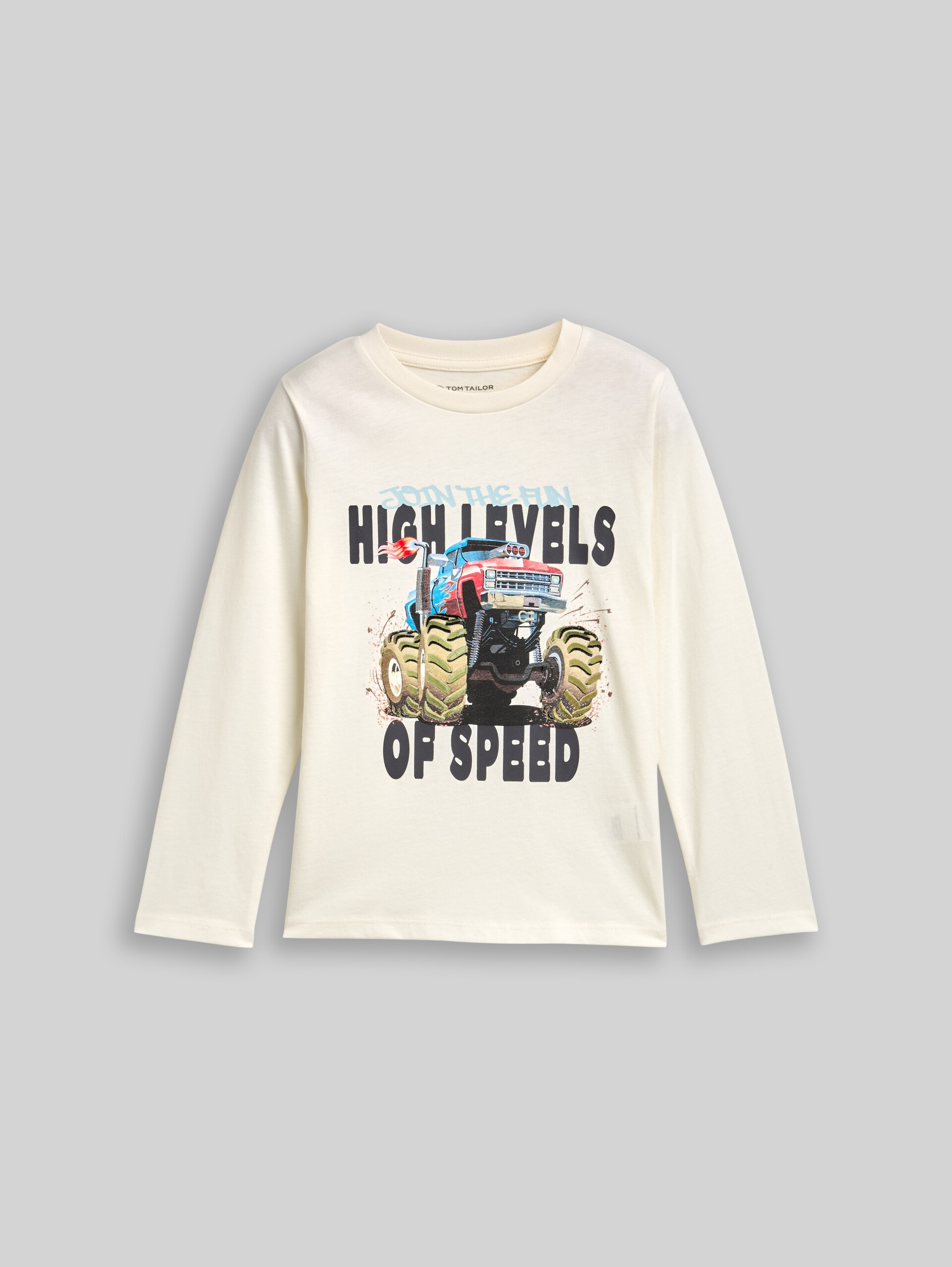 long-sleeved top with a photo print - Wool White - Front product view